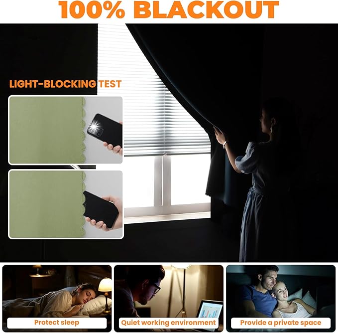 JILRON Adhesive Curtain 100% Blackout No-Drill Easy Install - Image 3