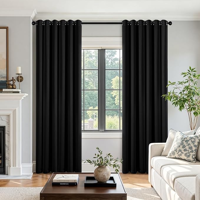 Black Blackout Curtains for Bedroom Living Room W40 x L84 Inch | 84 Inch Long - Image 5