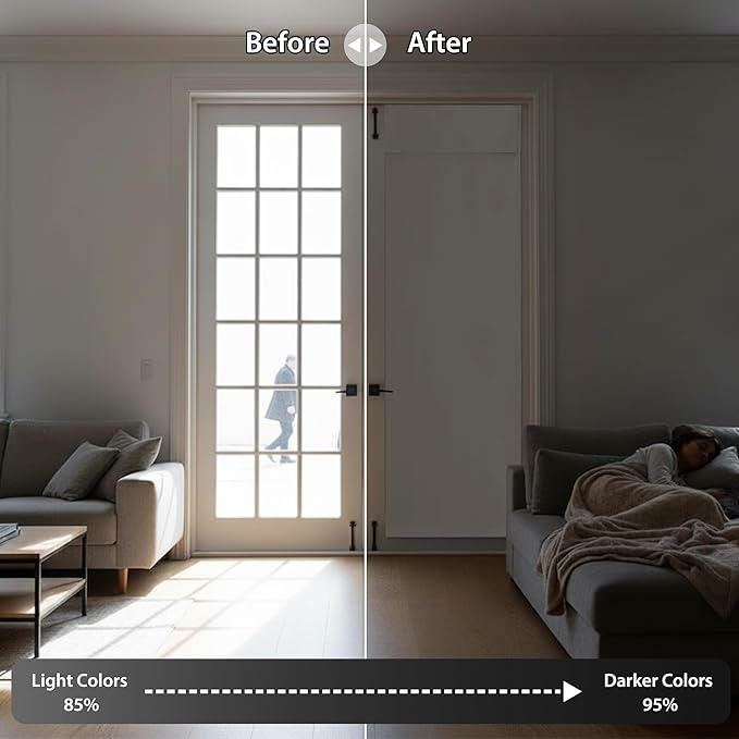 RYB HOME Blackout French Door Curtain, No Drill, W26 x L72, 1 Panel | Self - Image 5