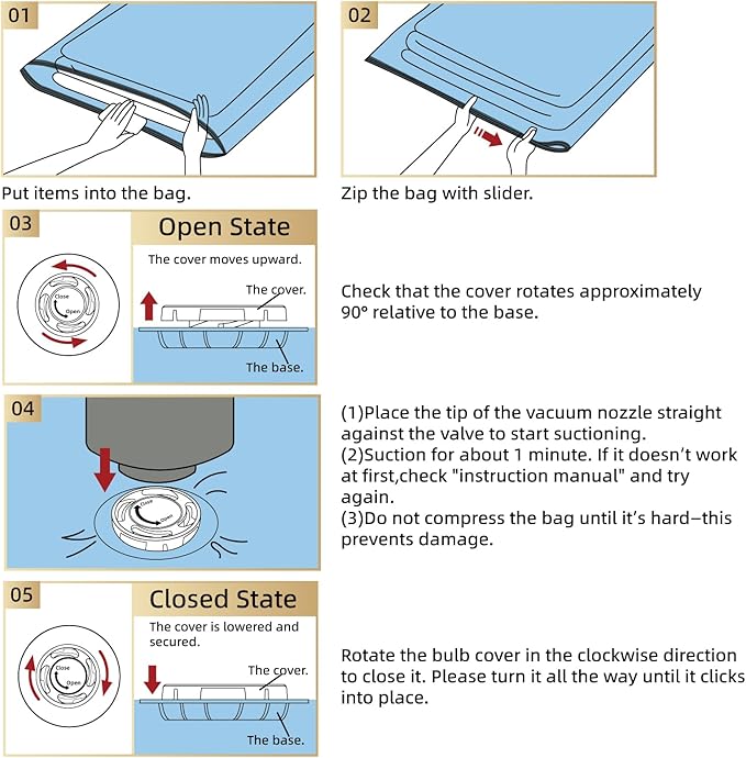 TAILI Vacuum Storage Bags with Electric Pump, 8 Pack | Vacuum Seal Bags - Image 5