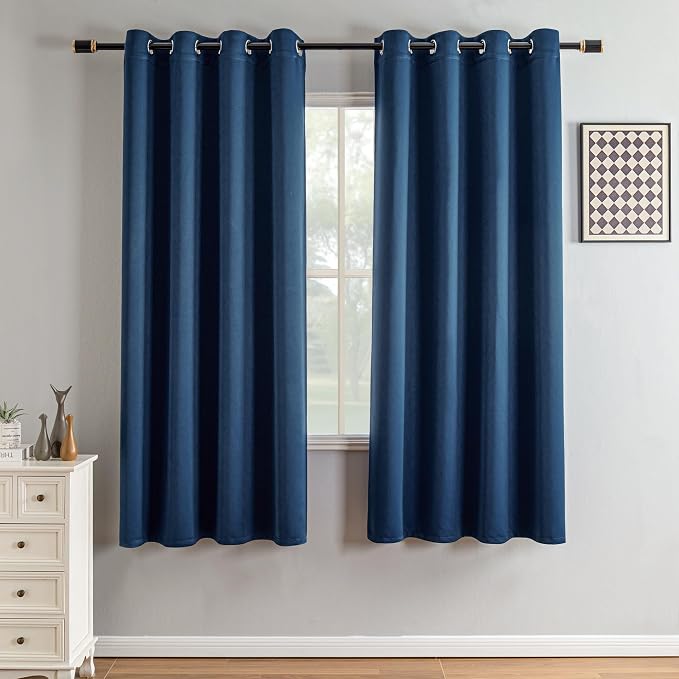 IGEMAEVE Blackout Curtains & Drapes Blue 52" W x 72" L Grommets | Bedroom | - Image 3