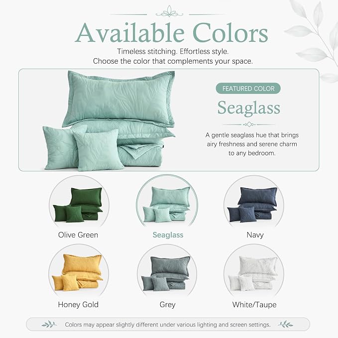 HZ & HY Oversized Alaskan King Bedspreads 138x122, Seaglass | Extra Wide - Image 5
