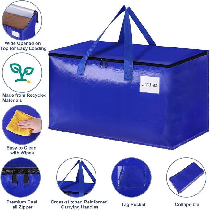 StorageRight Moving Bags, Moving Boxes, 93L 8-Pack Sotrage Bags Totes, - Image 3