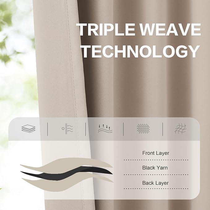 Warm Taupe Back Tab Curtains 84 Inches Long 2 Panels, Pinch Pleated Look - Image 4