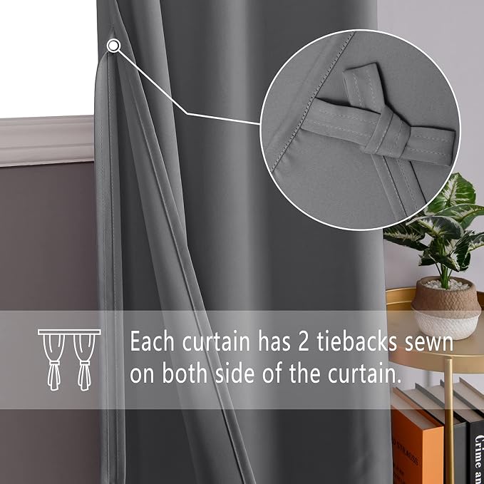 DWCN Grey Blackout Curtains for Bedroom, 42 x 63 Inch Length, Room Darkening - Image 2