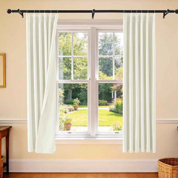 Etherealveil Birch White Pinch Pleated Blackout Curtains 2 Panels 40"x63" | by Etherealveil