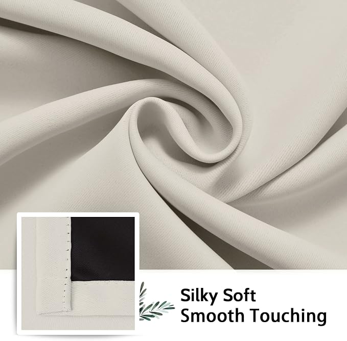 SimpleHome Cream 100% Blackout Curtains Room Darkening Living Room 96 Inch | - Image 7