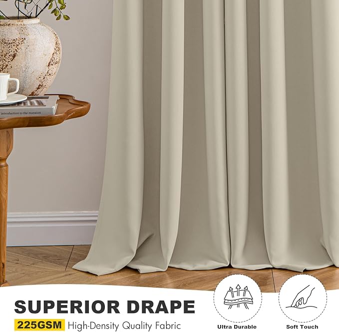 MIULEE Blackout Curtains for Bedroom 2 Panels 40 x 84 Inch Long Sand | Thermal - Image 5