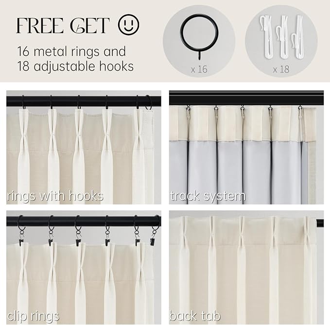 Topfinel 105 Inches Long Black Out Faux Double Layer Thick Linen Drapery Panels - Image 4
