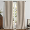 Joydeco Light Beige 100% Blackout Curtains 90 Inch 2 Panels, Luxury Thermal by JOYDECO
