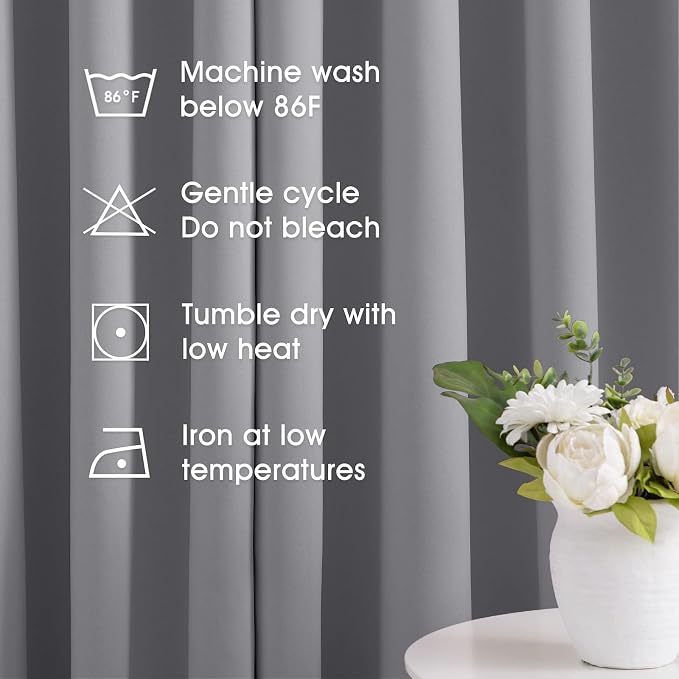 HOMEIDEAS Light Grey Blackout Curtains 42 X 63 Inch Length Set of 2 Panels Room - Image 5