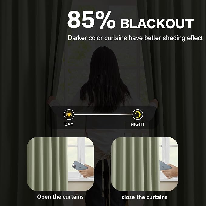 Blackout Curtains 92 Inches Long 2 Panels Set, Pinch Pleated - Image 3