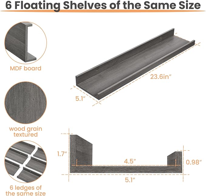 upsimples Floating Shelves for Wall Decor and Storage, Nursery Room, Coffee Bar - Image 3