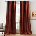 RYB HOME Rust Red Velvet Blackout Curtains 90 inches by RYBHOME