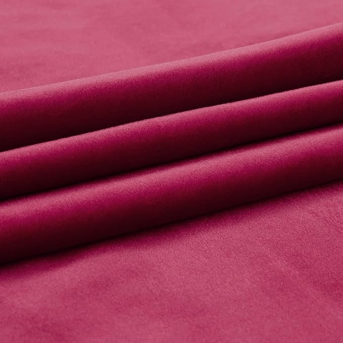 PRIMROSE Red Curtains 102 inch for Living Room Velvet Drapes Blackout Rod - Image 6