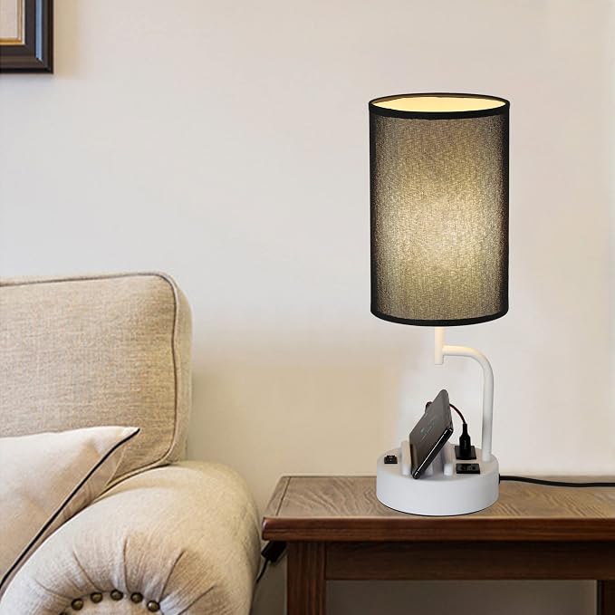 Dreamholder Table Lamp with 3 USB Charging Ports, Modern Desk Lamp with AC - Image 7