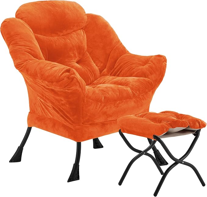 Youtanic Lazy Chair with Folding Ottoman, Accent Chair Plush Upholstered with by Youtanic