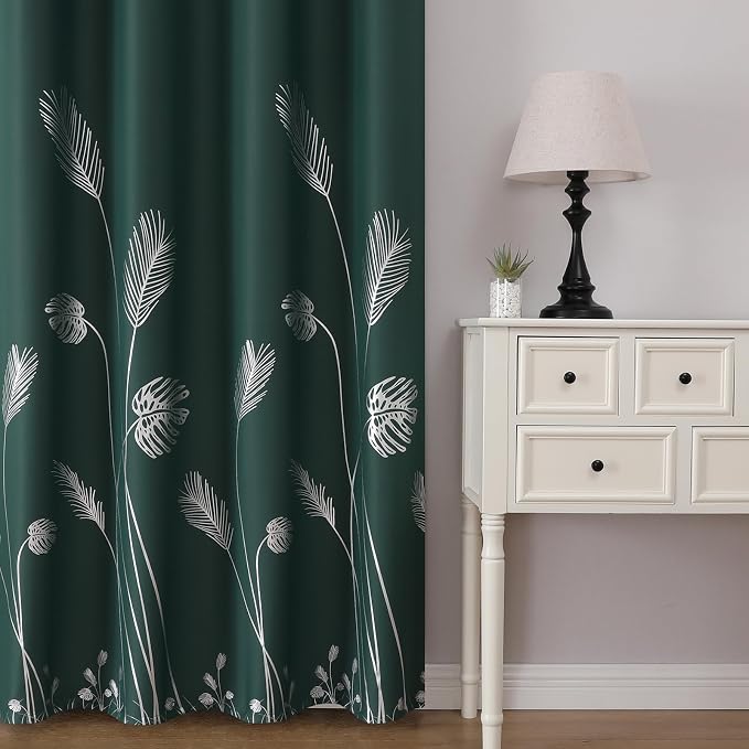 Green Blackout Curtains for Bedroom 84 Inches Long, Thermal Insulated Energy - Image 2