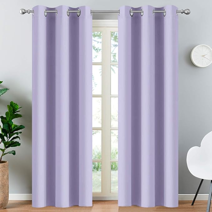 Yakamok Blackout Curtains 38x84 inch Lilac Thermal Drapes-Bedroom | 2 panels by Yakamok