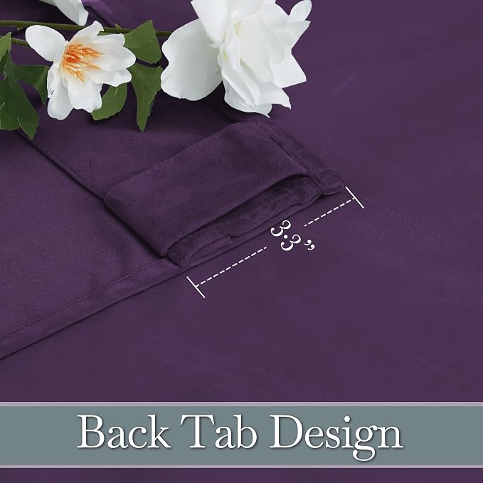 RYB HOME Purple Velvet Blackout Curtains 84 inches - Image 3