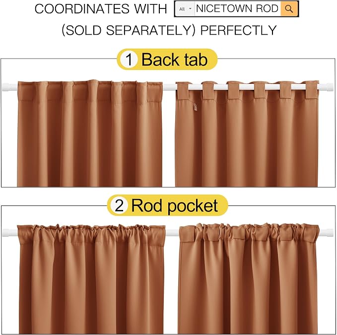 NICETOWN Halloween Bunk Bed Insulated Room Darkening Curtains, Burnt Orange - Image 3
