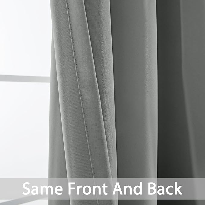 Yakamok Blackout Curtains 38x63 inch Dove Grey Thermal Drapes-Bedroom | 2 panels - Image 3