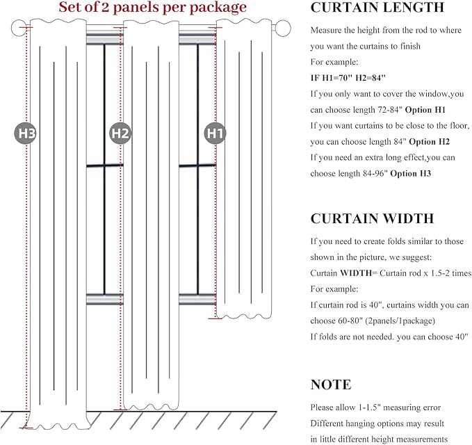Cute Blackout Curtains 60 Inches Extra Wide Linen 84 Inch Length - Image 3