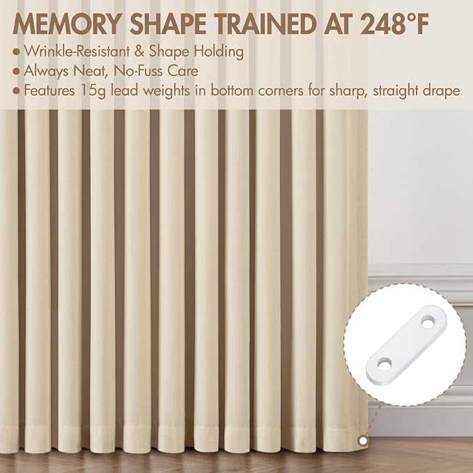 MIULEE Pinch Pleated 100% Blackout Curtains 40"x84" Long Cream 4 Panels Set | - Image 5
