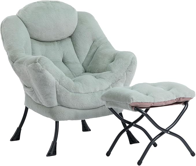 HollyHOME Lazy Chair with Foldable Ottoman, Accent Comfy Lounge Armchair and by HollyHOME