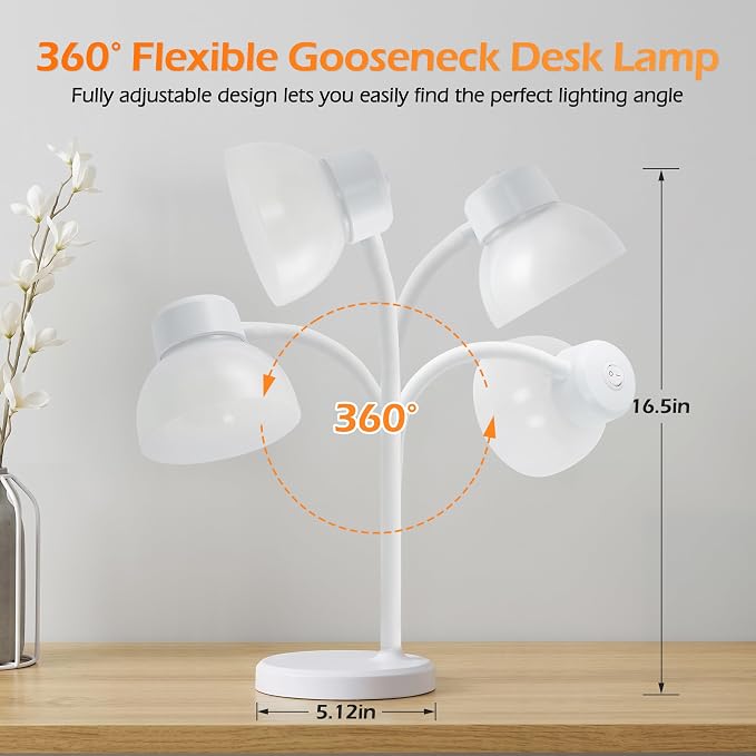 Desk Lamps for Home Office, Small LED Reading Lamp, 5000K Eye-Care Desk Light | - Image 2