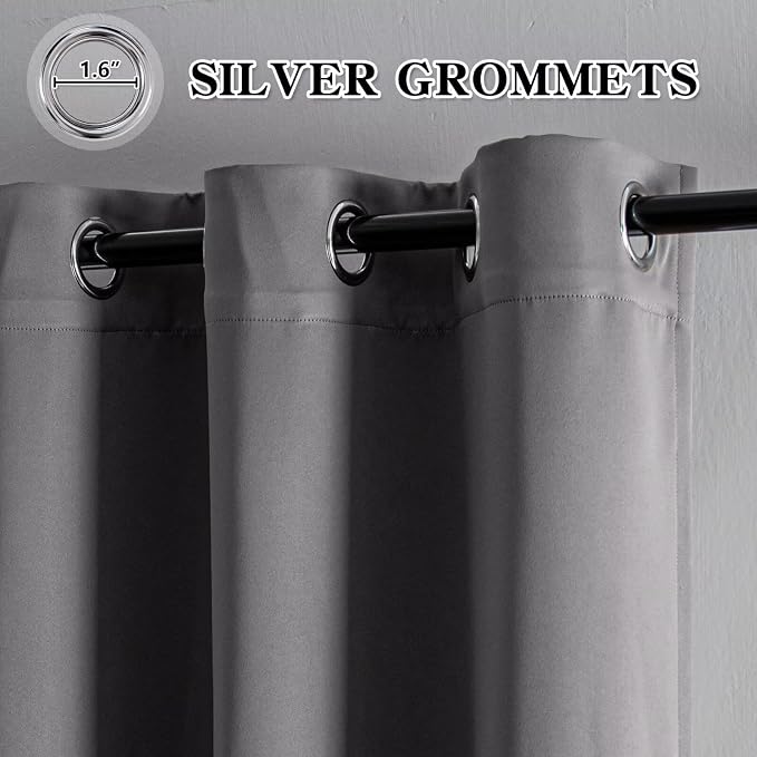 IGEMAEVE Blackout Curtains for Bedroom Rod Pocket Light Grey 52" W x 90" L | - Image 2
