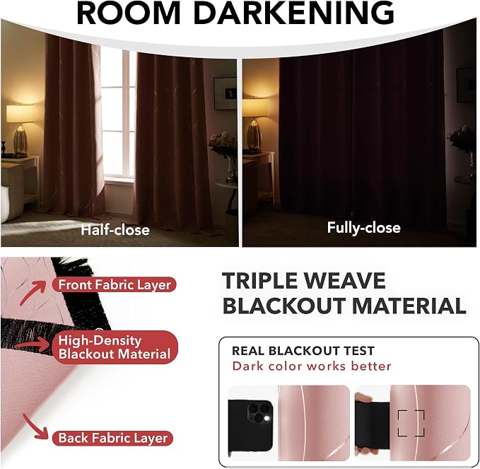Deconovo Curtains for Living Room, Pattern Blackout Curtains 84 Inches Long | - Image 6