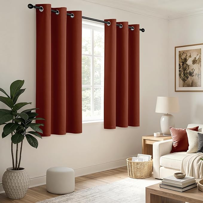 Short Fall Rust Blackout Kitchen Curtain Terracotta W40 x L54 Inch | Burnt - Image 5