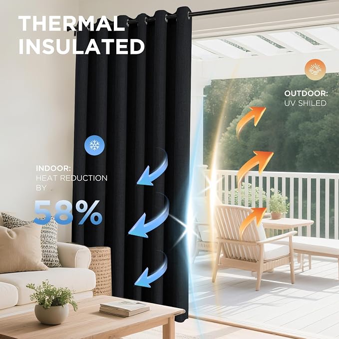 Joydeco Blackout Room Divider Curtains, Extra Wide Sliding Door Drapes Living - Image 3