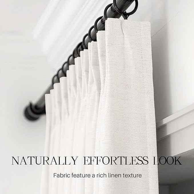 AUSSPVOCT Pinch Pleated 95 Inch Linen Curtains 100% Blackout - Image 5