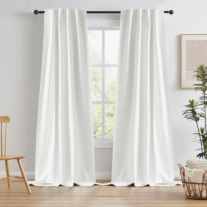 Natural Blackout Curtains 100 Inch Length 2 Panels, Boho Farmhouse Window by KEQIAOSUOCAI