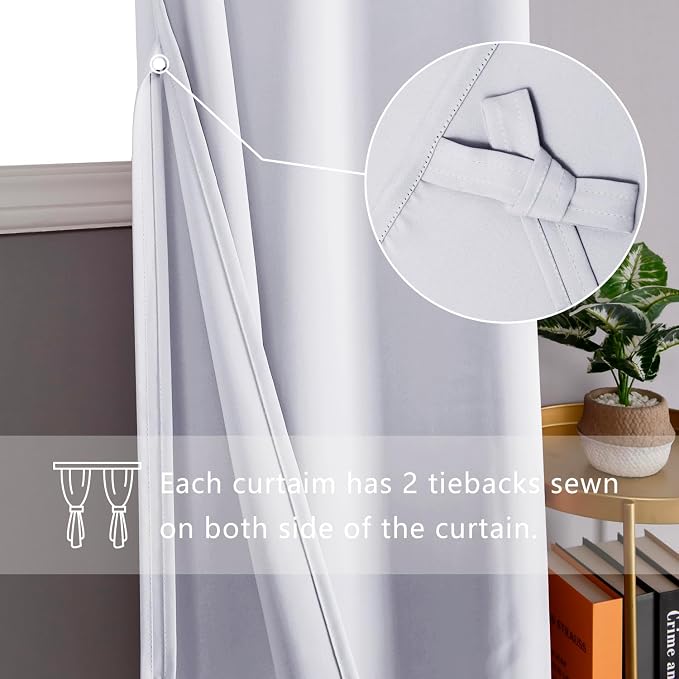 DWCN Short Blackout Curtains – 52x36 Inch 2 Panels Greyish White, Thermal - Image 2
