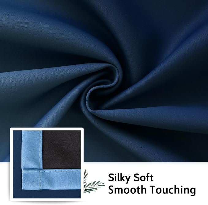 SimpleHome 100% Blackout Ombre Bedroom Curtains Blue and Greyish White - Image 8