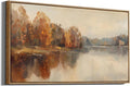 InSimSea Extra Large Framed Fall Wall Art, Autumn Lake Landscape, 20x40inch | by InSimSeaArt