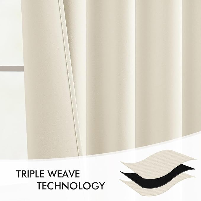 MIULEE Birch Back Tab Blackout Curtains 52x120 Inch Long 2 Panels Set | Rod - Image 7