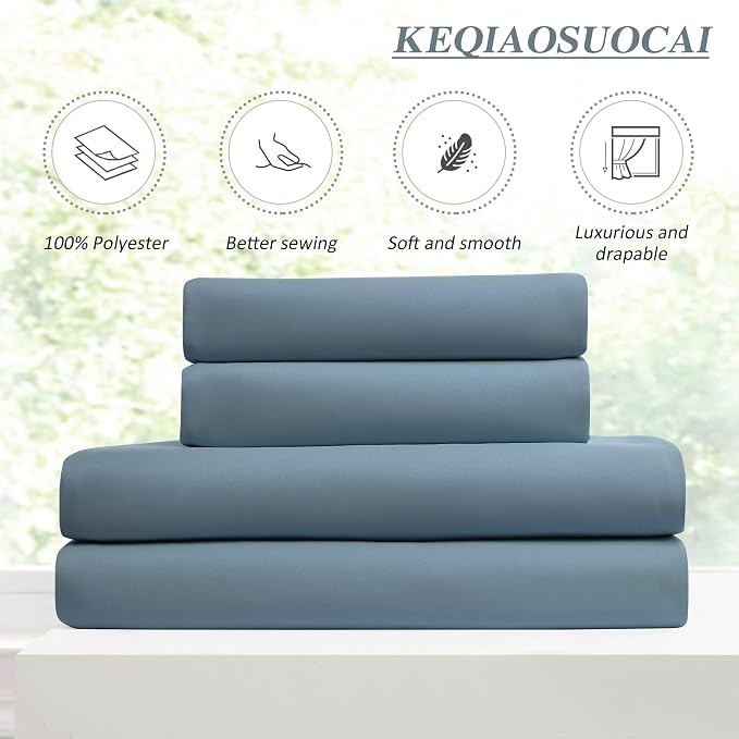 Dusty Blue Pleat Wide Width Drapes 80 x 63 inch Long 2 Panels - Image 5