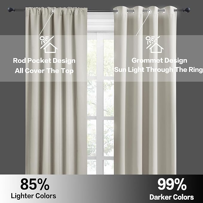 RYB HOME Curtains for Bedroom Living Room Nursery Office 63 inches Long | - Image 4