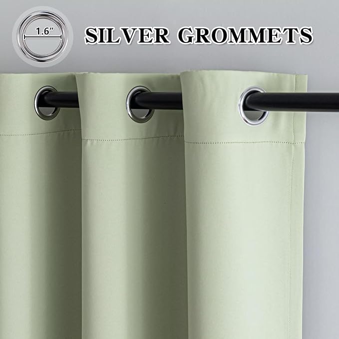 IGEMAEVE Blackout Curtains for Bedroom Grommet Sage Green 52" W x 96" L | - Image 3