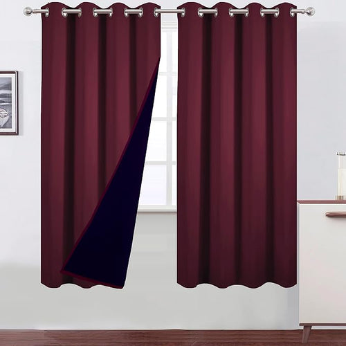 100% Blackout Curtains 52 x 72 Inch/Burgundy Red Curtains 2 Panels by Lemomo