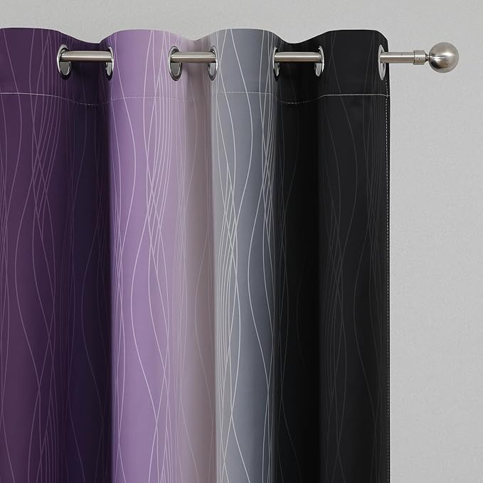 Black and Purple Ombre Blackout Curtains 45 Inch Length | Room Darkening - Image 4