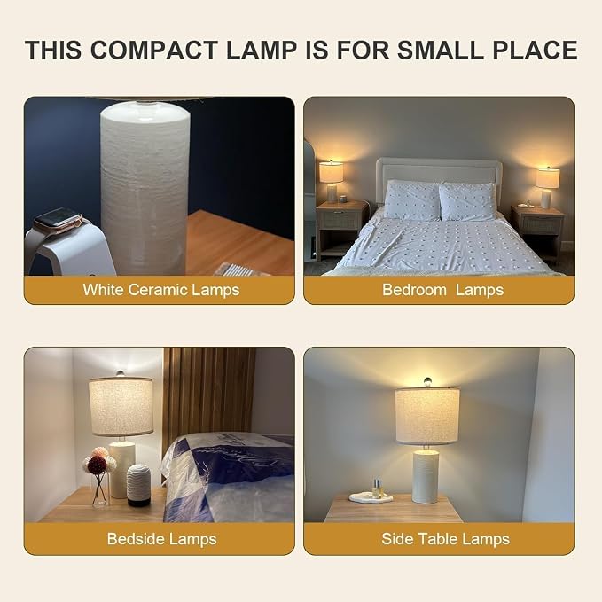 G-SAFAVA 20.25'' Ceramic Table Lamps Set of 2 Small Farmhouse Bedside lamp - Image 3