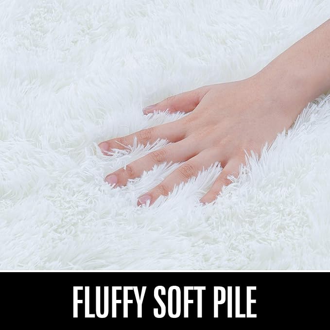 HOMORE 5x8 Area Rug for Living Room, Ivory Fluffy Rug for Bedroom Kids Dorm | - Image 7