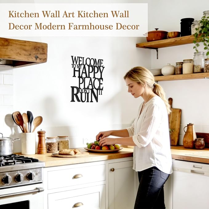 Black Metal Wall Art Funny Bathroom Office Kitchen Bar Garden Living Room Wall - Image 3