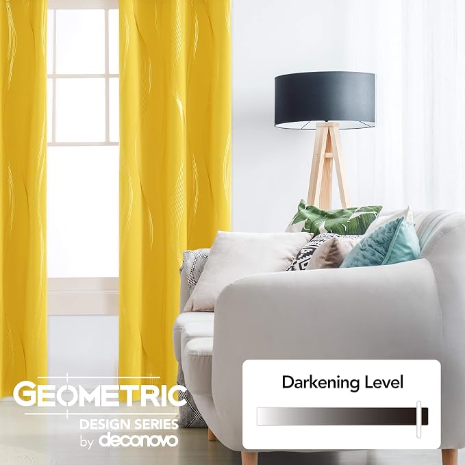 Deconovo Curtains for Living Room, Pattern Blackout Curtains 95 Inches Long | - Image 3