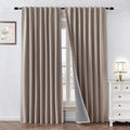 100% Blackout Curtains 96 inch Length1 Panel Faux Linen Long Drapes by Zyvola
